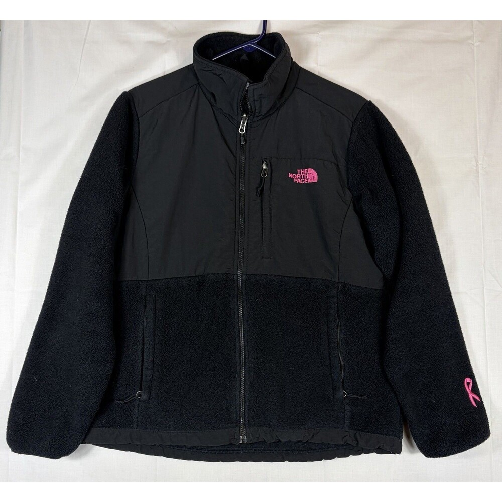 North Face Jacket Denali Fleece Full Zip Black & Pink Breast Cancer Women’s L